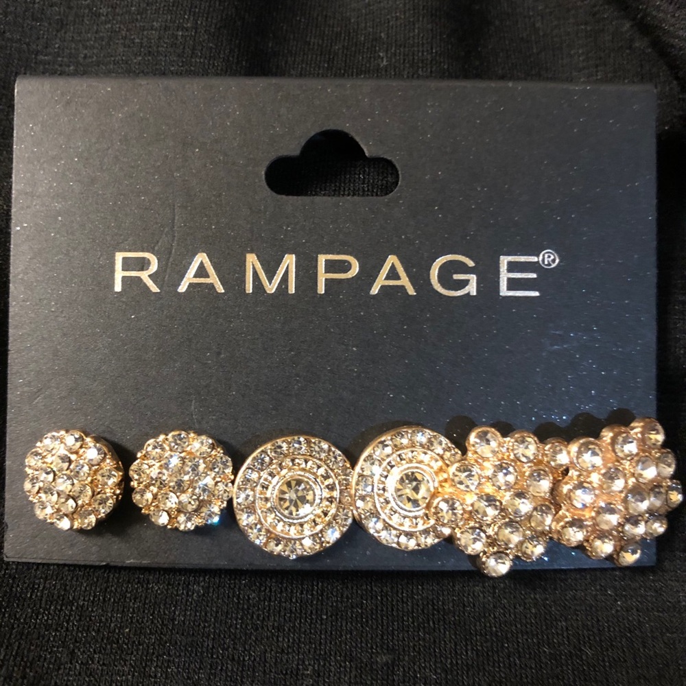 Rampage trio sparkly gold earring set